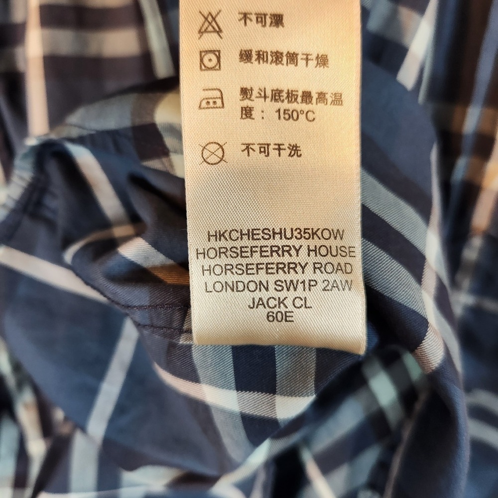 Burberry Brit Jack Sport Shirt Men's XL Blue Nova Check Plaid Button-Down Shirt - Picture 7 of 14